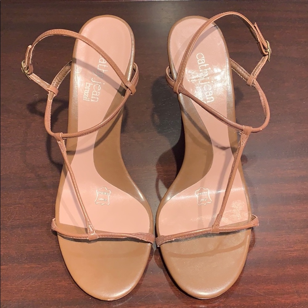 Leather strappy heels